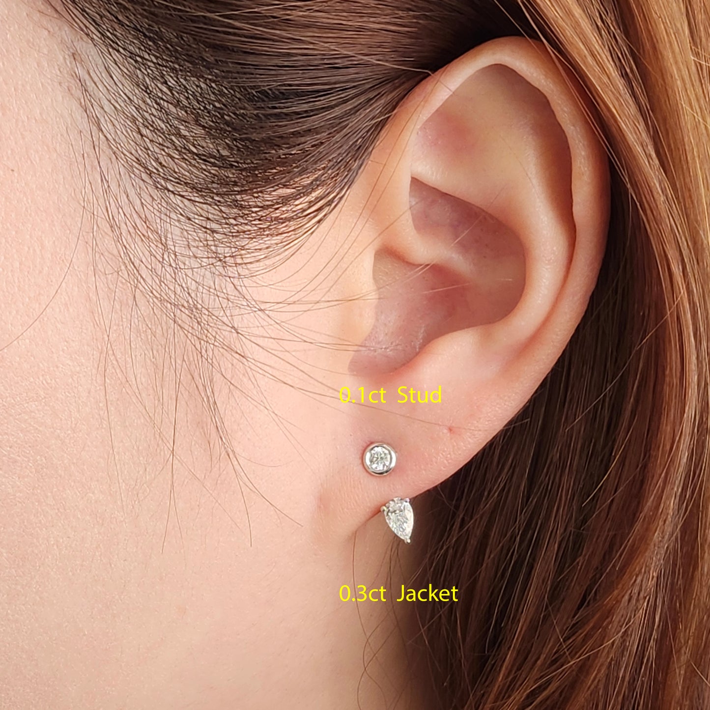 Diamond Bezel Set Stud Earrings/Lab Diamond Earrings/Diamond Solitaire Stud Earrings/Bridesmaid Wedding Gift/Single or Pair