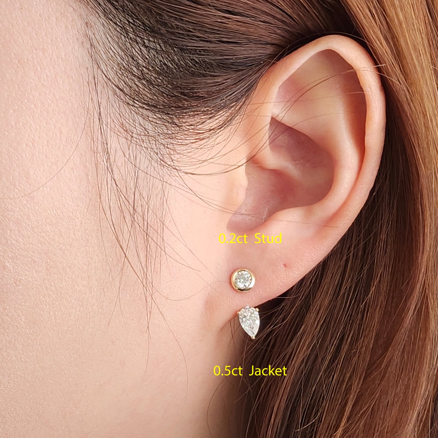 Diamond Bezel Set Stud Earrings/Lab Diamond Earrings/Diamond Solitaire Stud Earrings/Bridesmaid Wedding Gift/Single or Pair