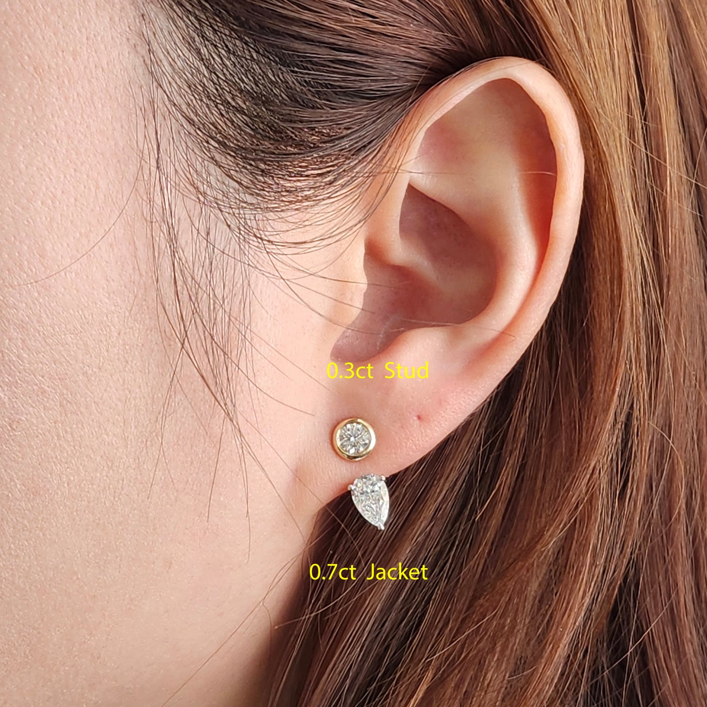 Diamond Bezel Set Stud Earrings/Lab Diamond Earrings/Diamond Solitaire Stud Earrings/Bridesmaid Wedding Gift/Single or Pair