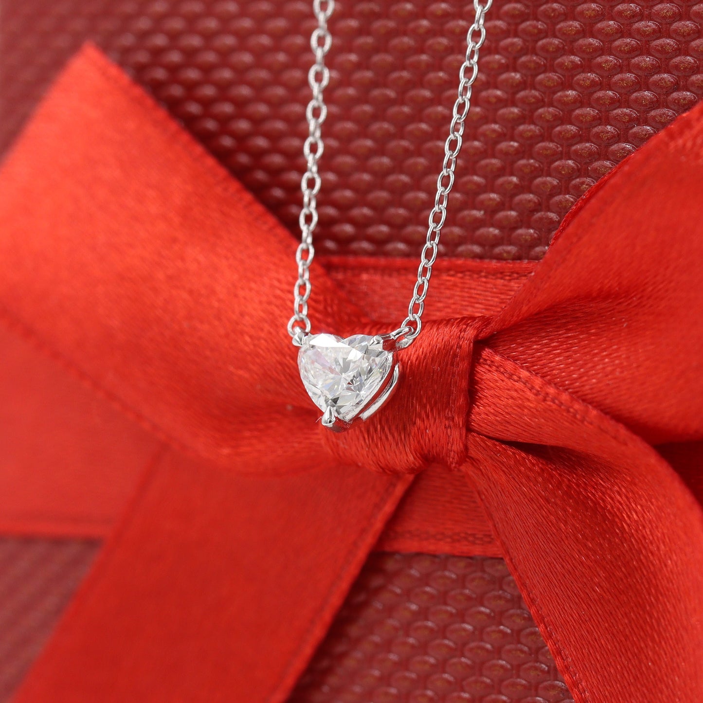 Heart Lab Grown Diamond Necklace/14K Gold 0.5ct ,1ct Heart Diamond Thee Prong Setting Pendant/Solitaire Diamond Pendant/Anniversary Gift