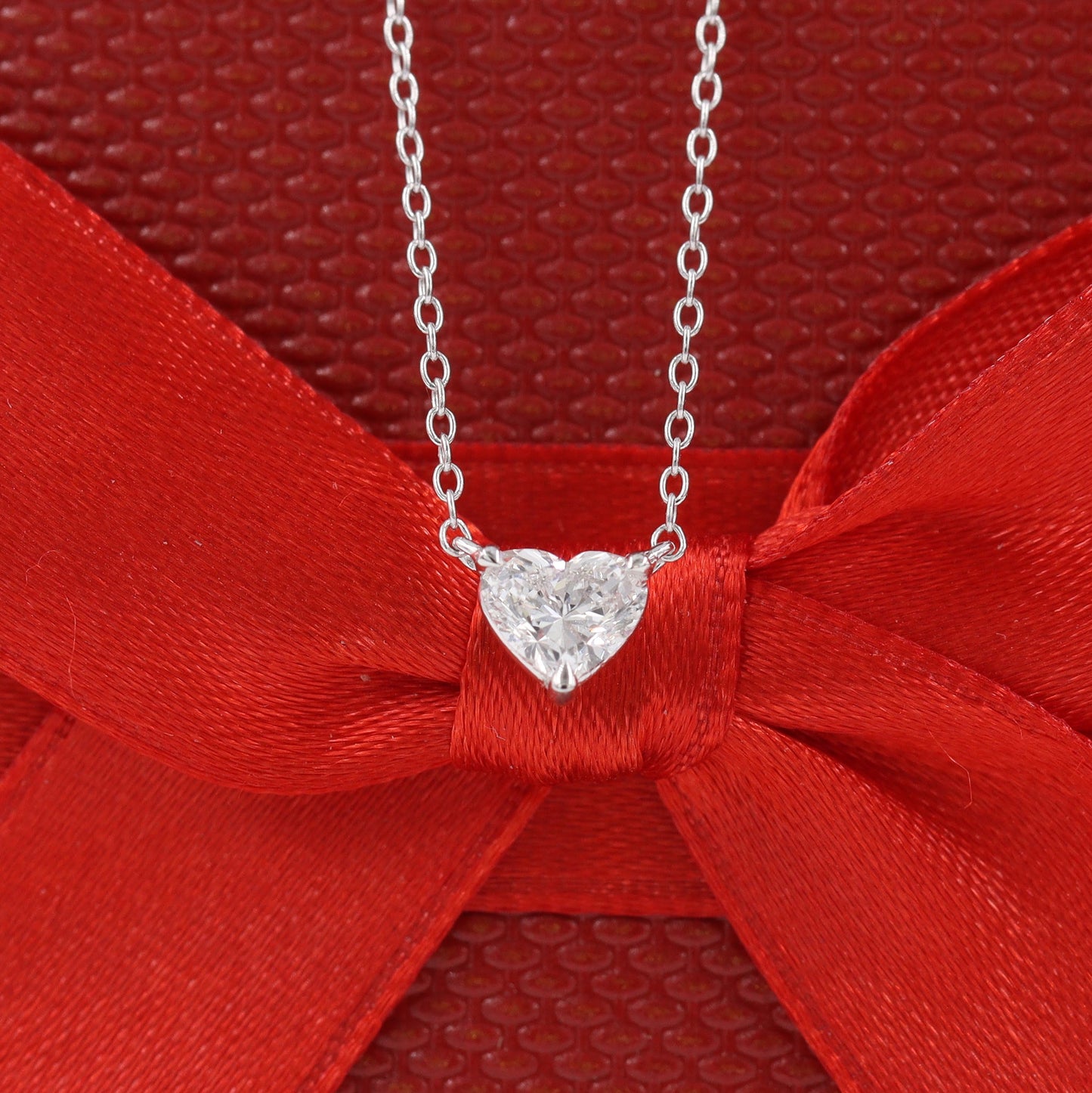 Heart Lab Grown Diamond Necklace/14K Gold 0.5ct ,1ct Heart Diamond Thee Prong Setting Pendant/Solitaire Diamond Pendant/Anniversary Gift