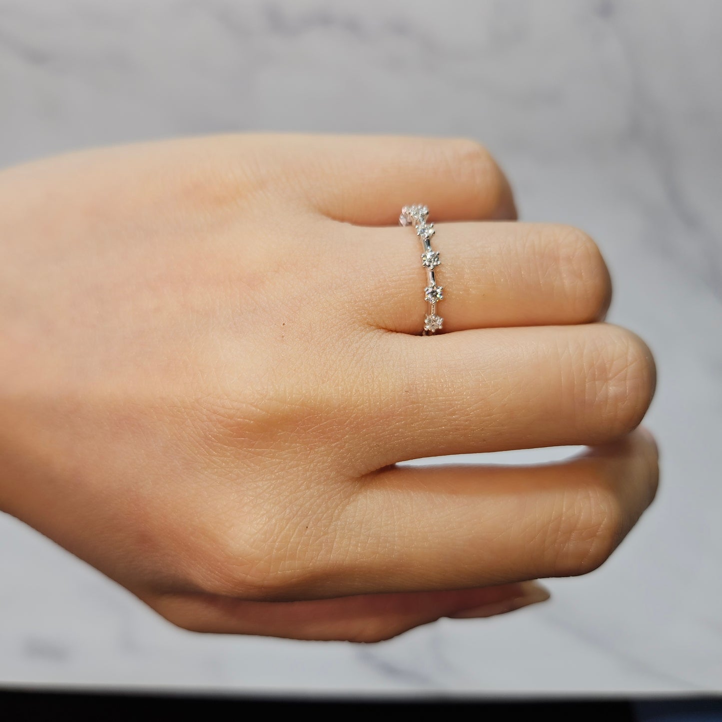 Diamond Band/Half Natural Diamond Band/Women's Half Diamond Wedding Ring /Half Diamond Wedding Ring/Stacking Ring/Anniversary Gift