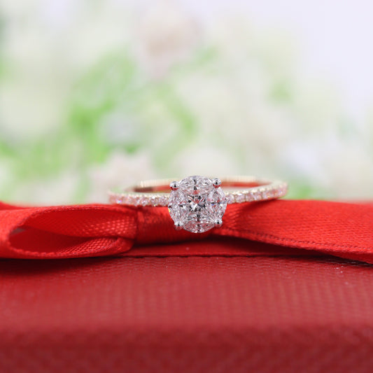 0.5ct Natural Diamond Princess Cut & Marquise Diamonds Ring/Unique Mixed Diamond Engagement Ring/Anniversary Ring/Gift for her