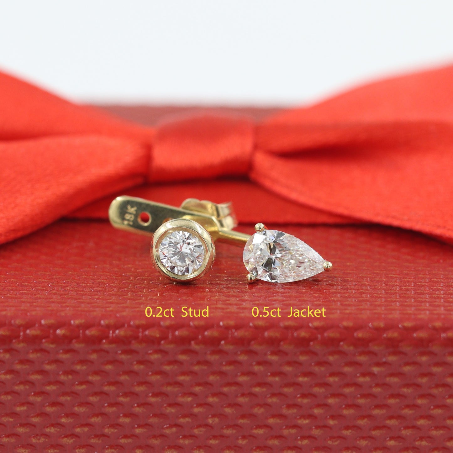 Pear Lab Diamond Jacket Earring/ Three Prong Diamond Jacket Earring/ Jacket earring only / Single or Pair Jacket Earring/ Anniversary gift