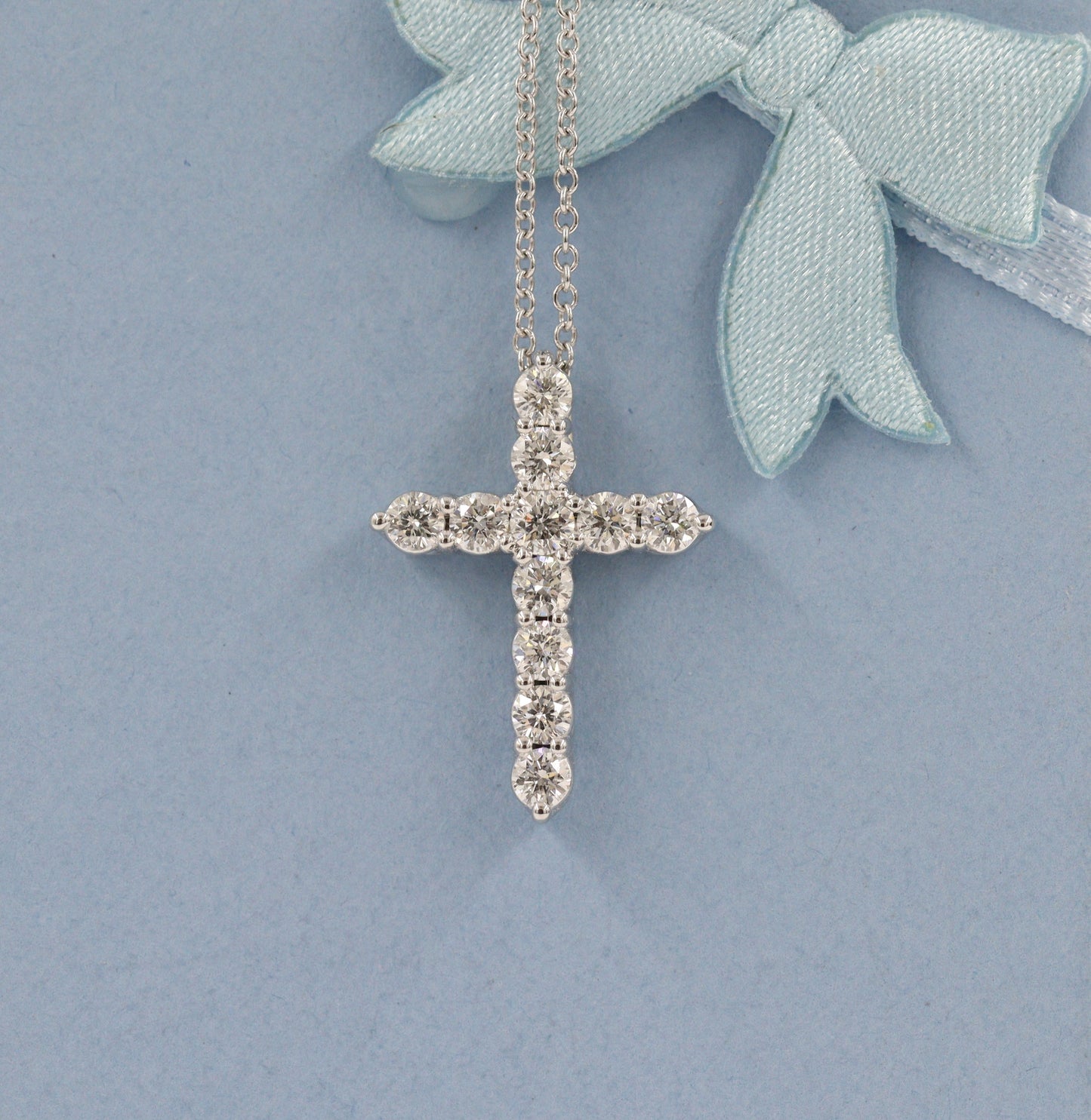 0.5ct Round Diamond  Cross Pendant /14K Gold Small Cross Pendant / Religious Diamond  Cross Pendant / Adjustable Length / Anniversary Gift