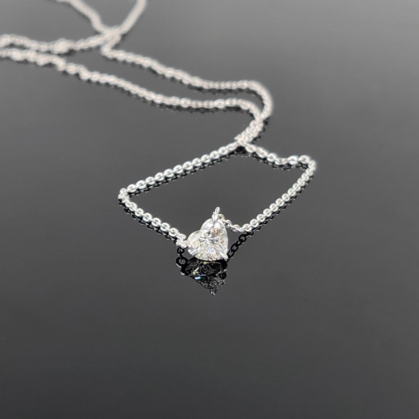 Heart Lab Grown Diamond Necklace/14K Gold 0.5ct ,1ct Heart Diamond Thee Prong Setting Pendant/Solitaire Diamond Pendant/Anniversary Gift