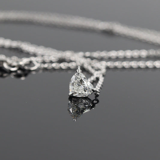 Heart Lab Grown Diamond Necklace/14K Gold 0.5ct ,1ct Heart Diamond Thee Prong Setting Pendant/Solitaire Diamond Pendant/Anniversary Gift