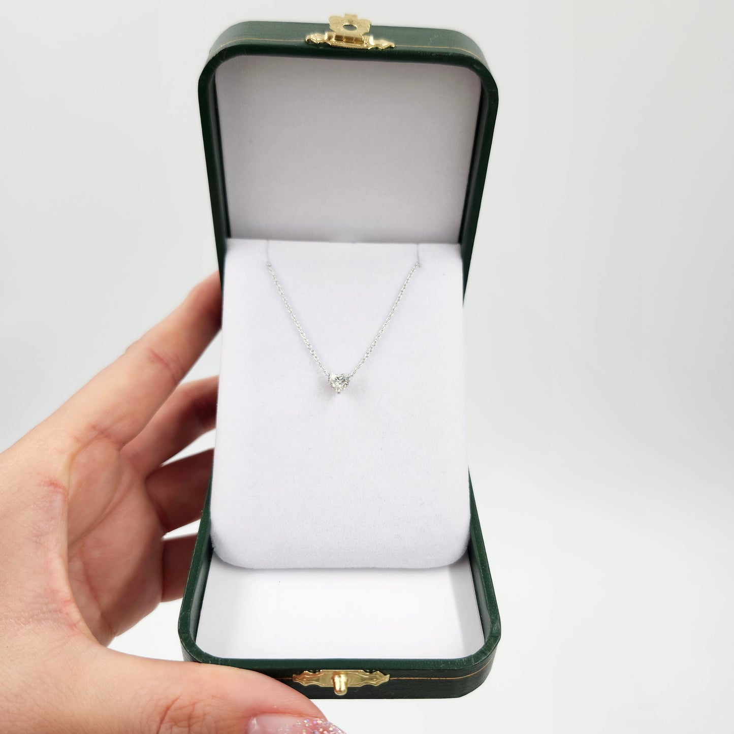 Heart Lab Grown Diamond Necklace/14K Gold 0.5ct ,1ct Heart Diamond Thee Prong Setting Pendant/Solitaire Diamond Pendant/Anniversary Gift