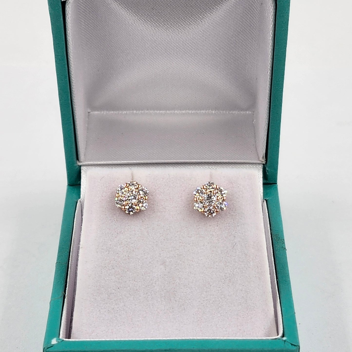 14K Gold Natural Diamond Cluster Earrings: 0.65ct Halo Stud Earrings - Anniversary Gift