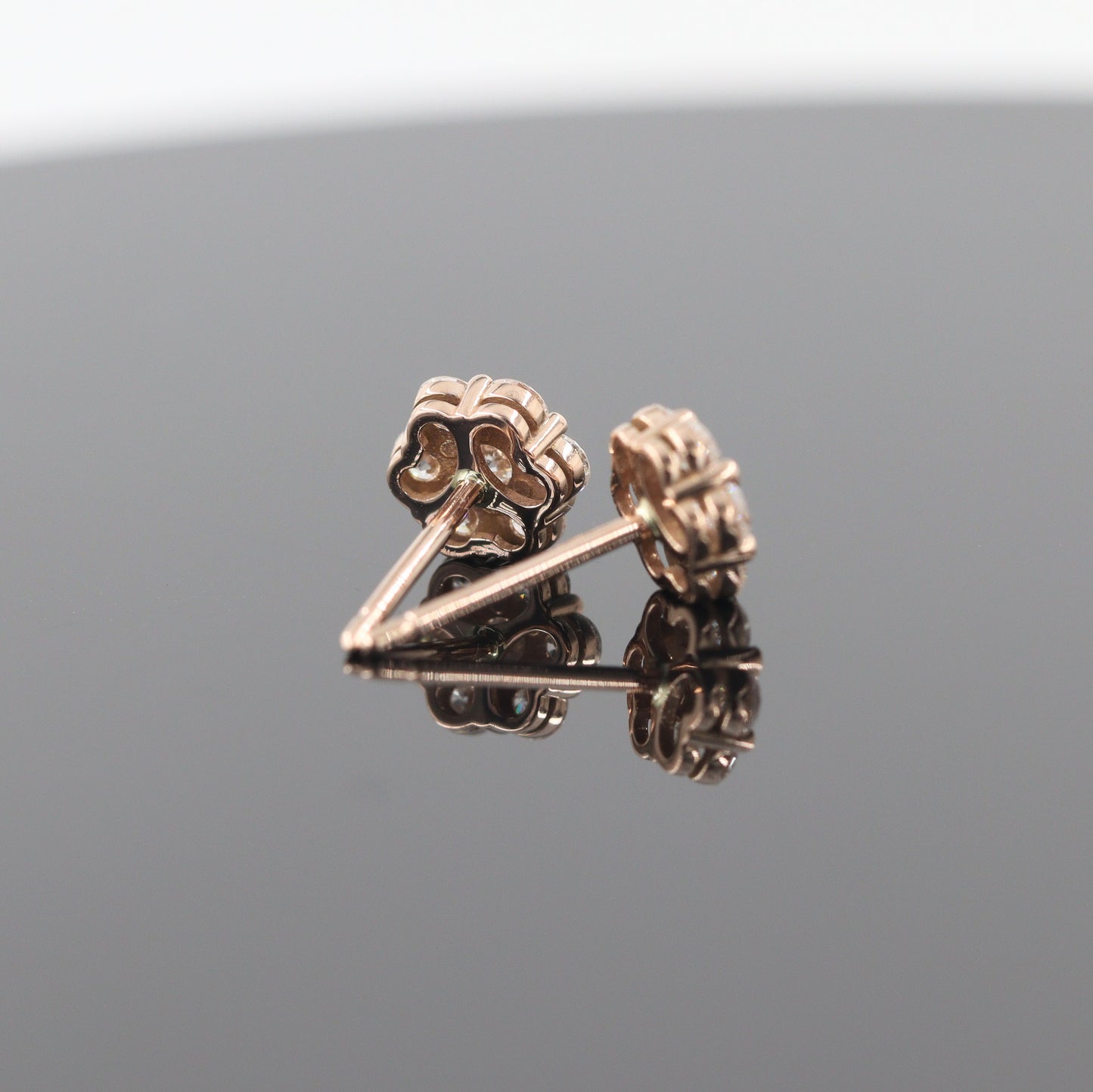 14K Gold Natural Diamond Cluster Earrings: 0.65ct Halo Stud Earrings - Anniversary Gift