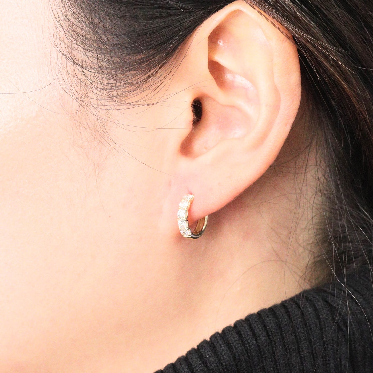 0.7ct Lab Diamond Hoop Earrings Diameter 11mm,12mm,13mm Diamond Huggie Hoop Earring/Diamond Hoop Earrings/Anniversary gift/Single or Pair