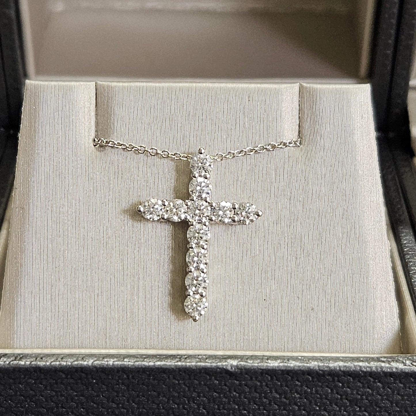 0.77ct Round Natural Diamond Cross Necklace: 14K,18K Gold Diamond Cross Pendant - Anniversary Gift