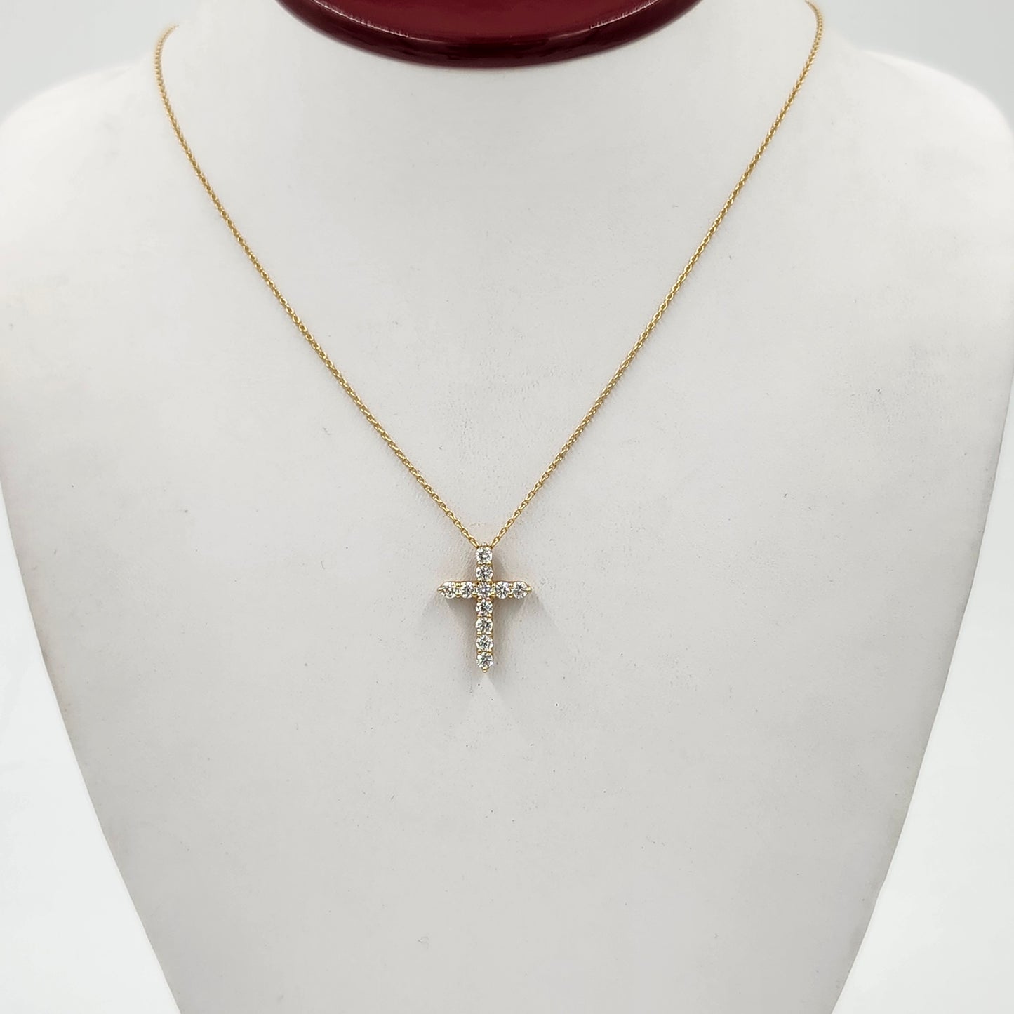 Lab Grown Diamond Cross Pendant: 14K Gold Religious Necklace- Anniversary Gift