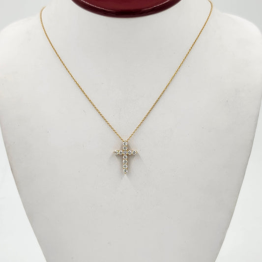 Lab Grown Diamond Cross Pendant: 14K Gold Religious Necklace- Anniversary Gift