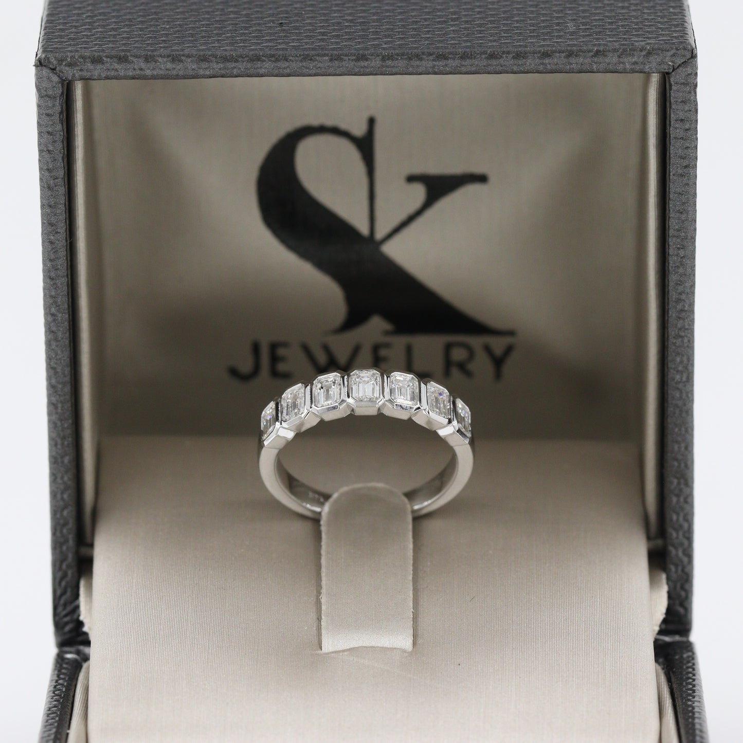 1ct Emerald Cut Diamond Bezel set Wedding Band/ Bezel Setting Emerald Cut Diamond Band/ Diamond Ring/ Anniversary gift Ring/ Stacking Band