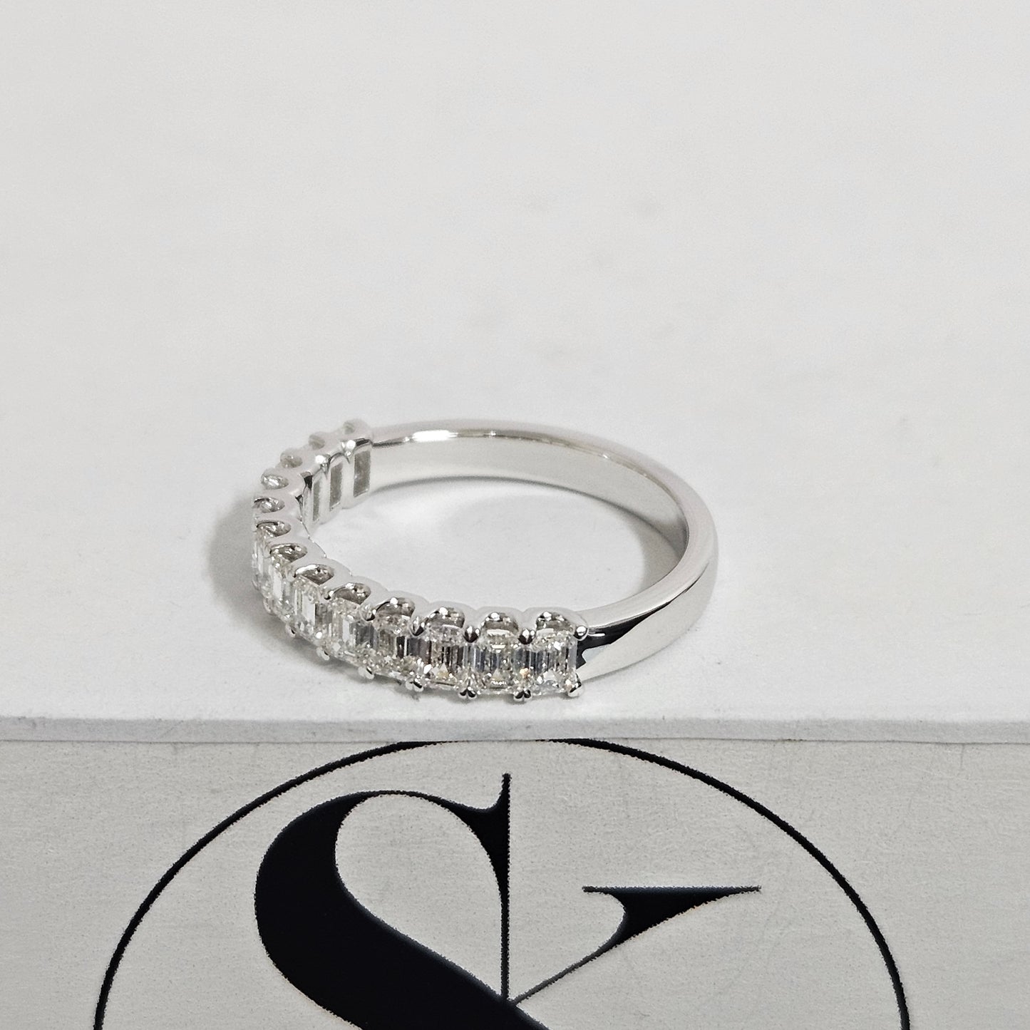 1.1ct Emerald Cut Diamonds Ring/Natural Emerald Cut Diamond Wedding Band/Half Eternity Wedding Ring/Anniversary gift/Stackable Diamond Band