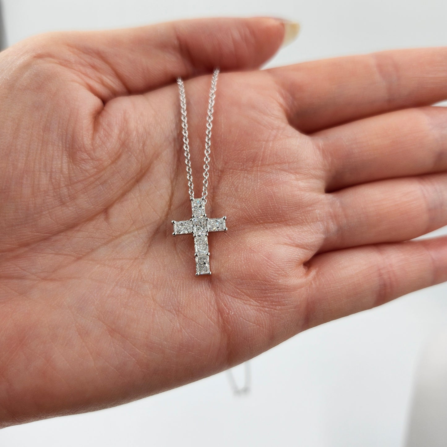 1.1ct Lab Diamond Radiant Cut Diamond Men Cross Pendant/14K gold Radiant Cut Women Cross Necklace/Diamond Cross Pendant/Anniversary Gift