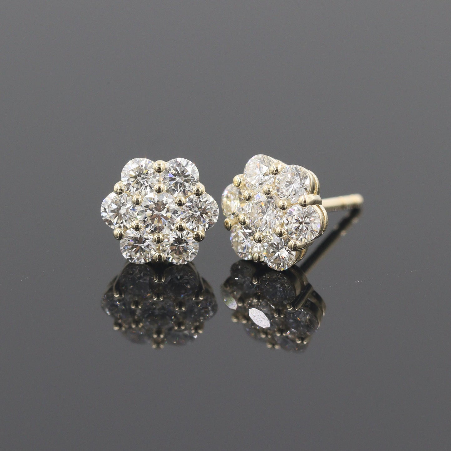 1.1ct Diamond Cluster Earrings/Natural Diamond  European lock closure Earrings / 14K ,18K gold Halo 8.2mm Stud Earrings/Anniversary gift