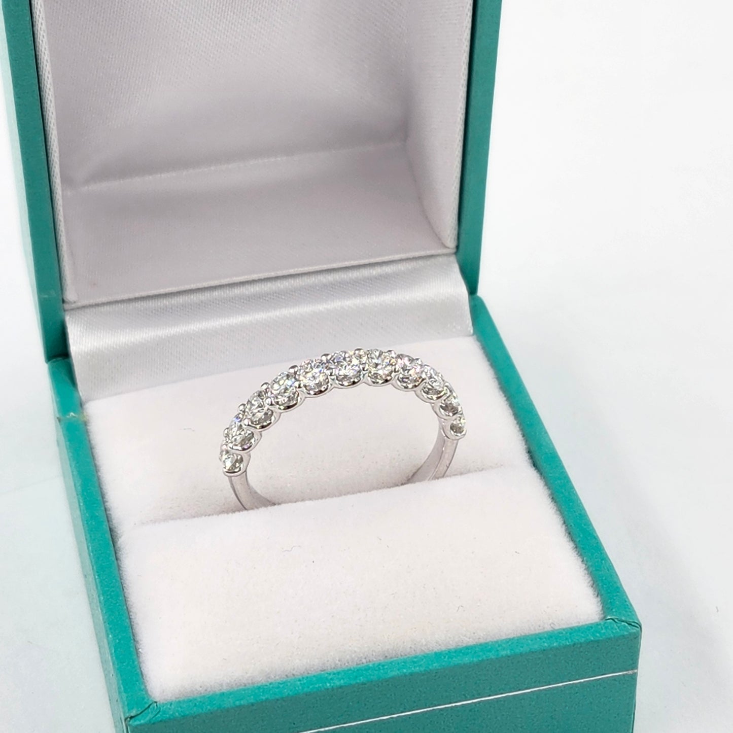 1.2ct Natural Diamond Half Eternity Ring: 14K Gold Stackable Diamond Wedding Band - Anniversary gift