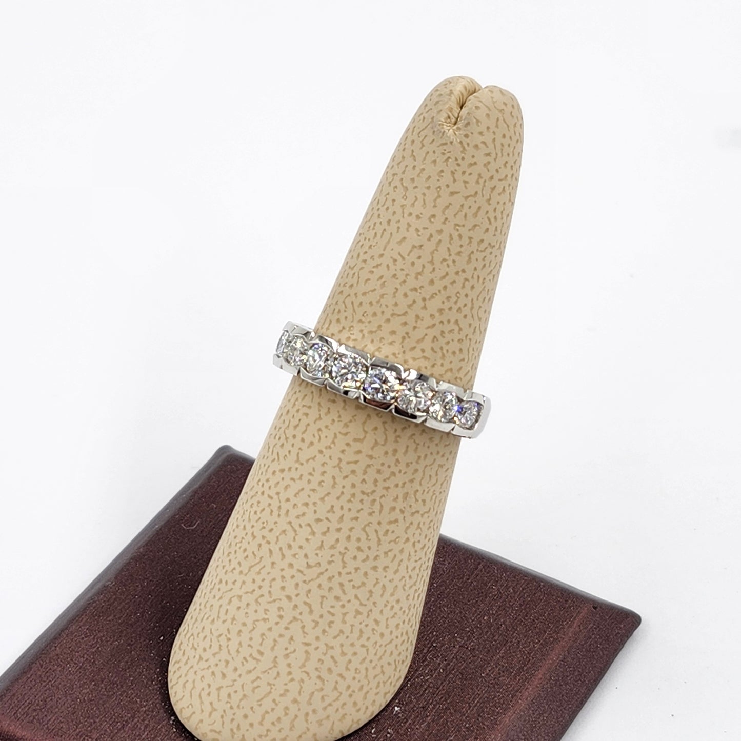 1.3ct Natural Diamond Half Eternity Band: 14K ,18K Gold ,Platinum Channel Set Round Diamond Wedding 4.6mm Ring - Anniversary gift