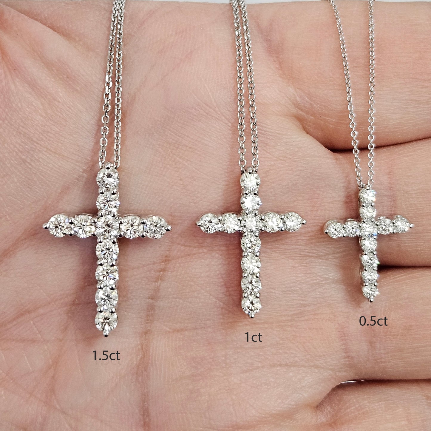 1.5ct Round Natural Diamond Cross Necklace/Luxury Cross Pendant/14K,18K Gold Cross Necklace/Adjustable Length/Gift for Her/Anniversary Gift