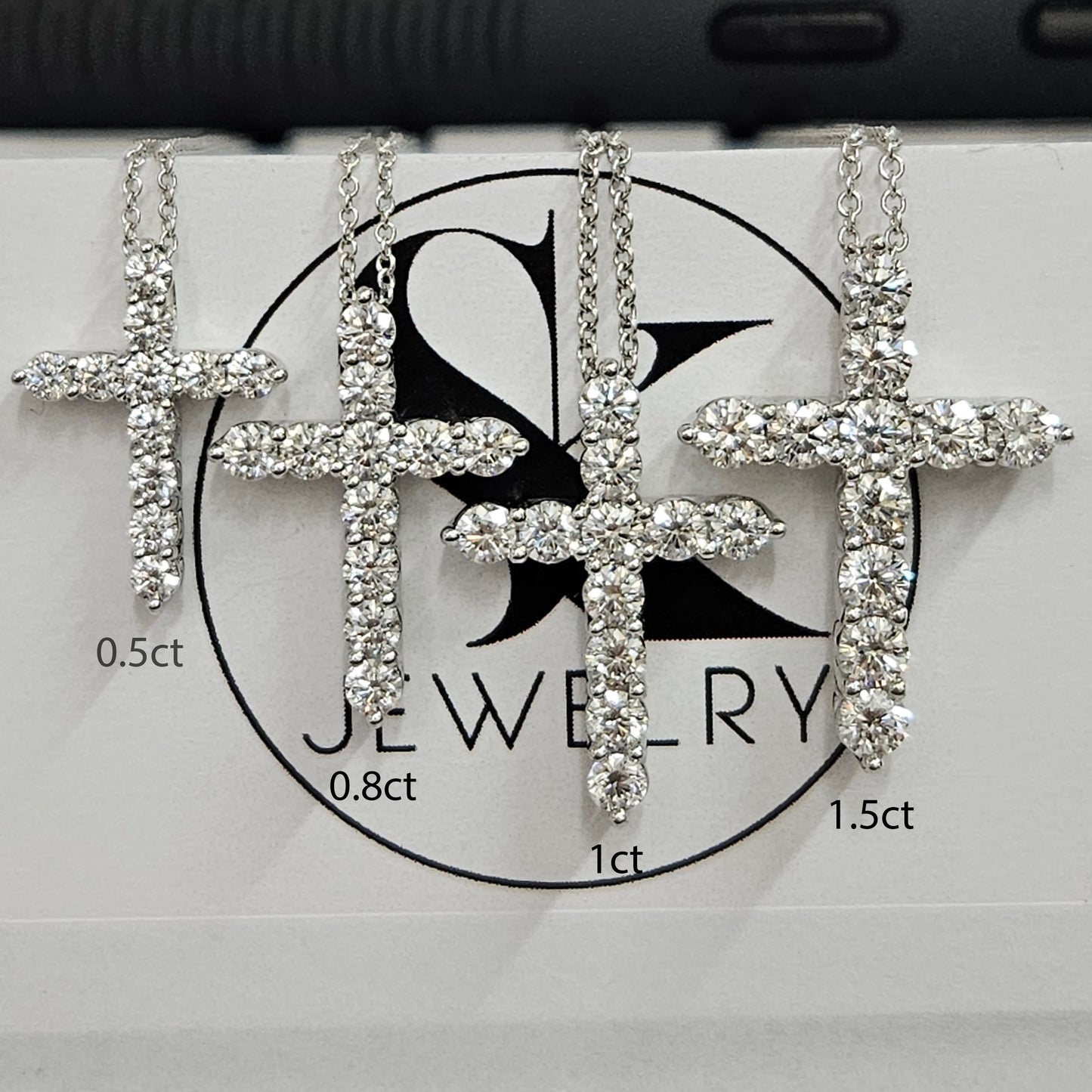 0.5ct Round Natural Diamond Cross Necklace: 14K,18K Gold Diamond Cross Pendant - Anniversary Gift