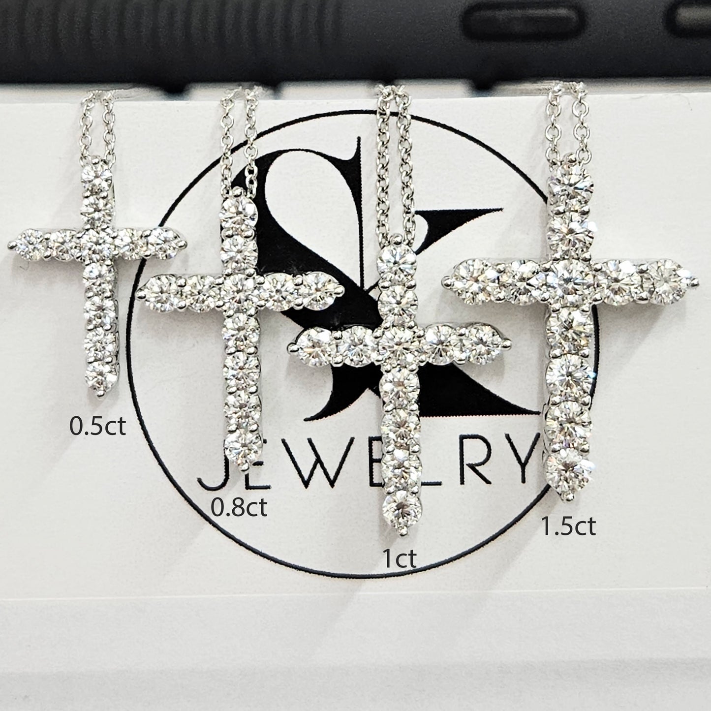 0.77ct Round Natural Diamond Cross Necklace: 14K,18K Gold Diamond Cross Pendant - Anniversary Gift