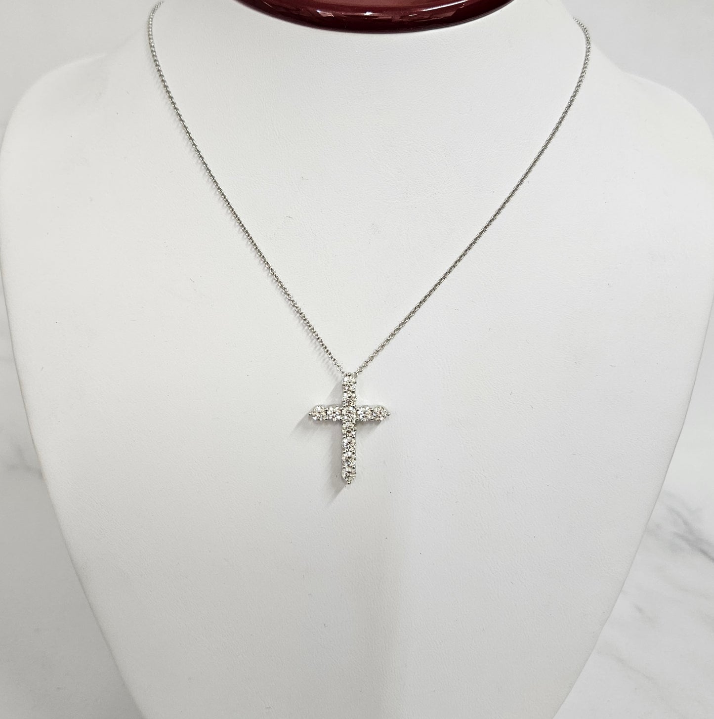 1.5ct Round Natural Diamond Cross Necklace/Luxury Cross Pendant/14K,18K Gold Cross Necklace/Adjustable Length/Gift for Her/Anniversary Gift