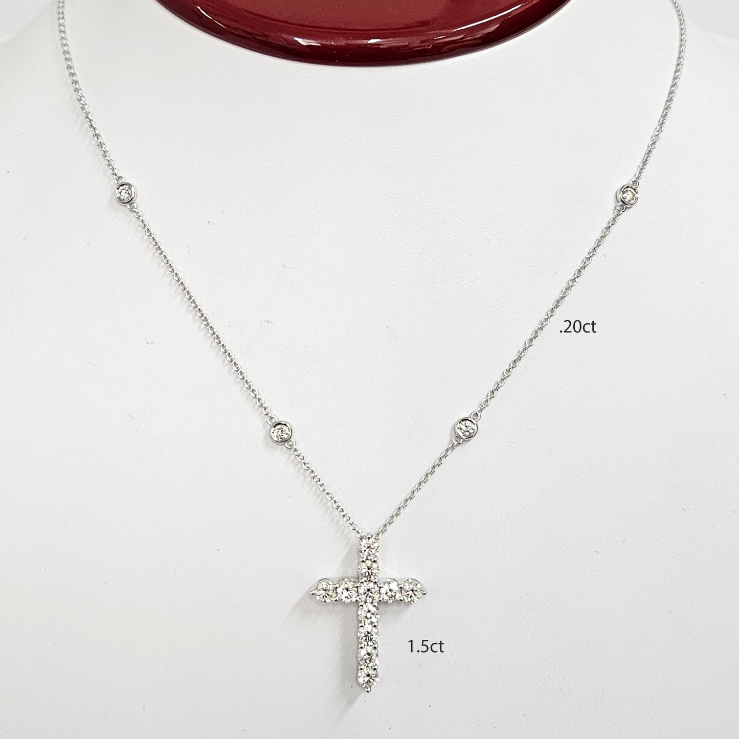 1.5ct Round Natural Diamond Cross Necklace/Luxury Cross Pendant/14K,18K Gold Cross Necklace/Adjustable Length/Gift for Her/Anniversary Gift