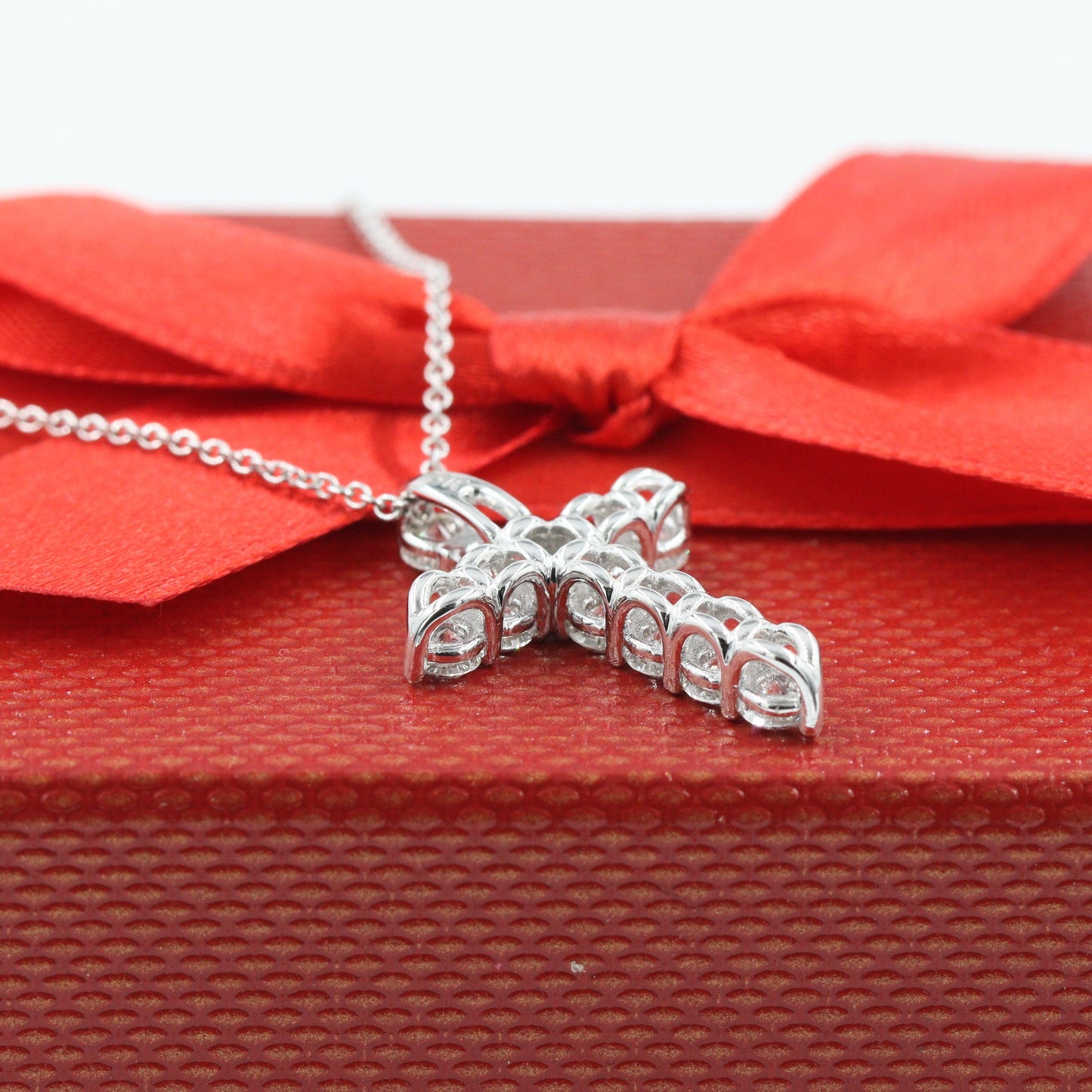 0.8ct Round Natural Diamond Cross Necklace: Platinum,14K,18K Gold Diamond Cross Pendant - Anniversary Gift
