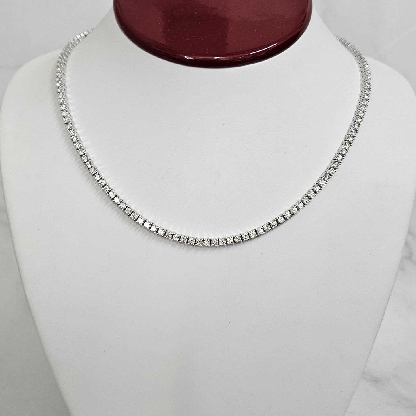 11ct Diamond Tennis Necklace/Natural Round Diamond Tennis Necklace/Diamond Engagement Necklace/Four prong Tennis Necklace/Anniversary Gift