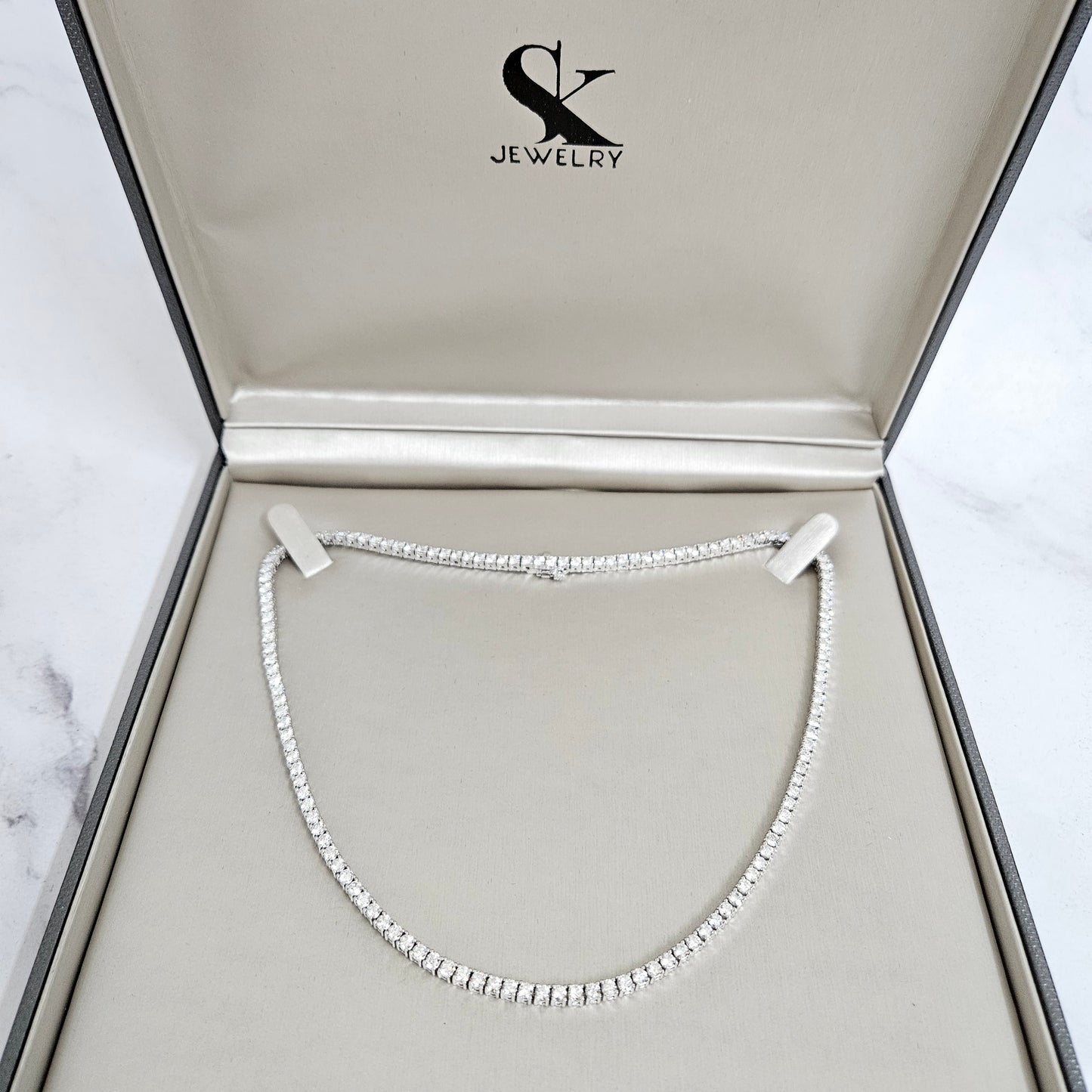 11ct Diamond Tennis Necklace/Natural Round Diamond Tennis Necklace/Diamond Engagement Necklace/Four prong Tennis Necklace/Anniversary Gift