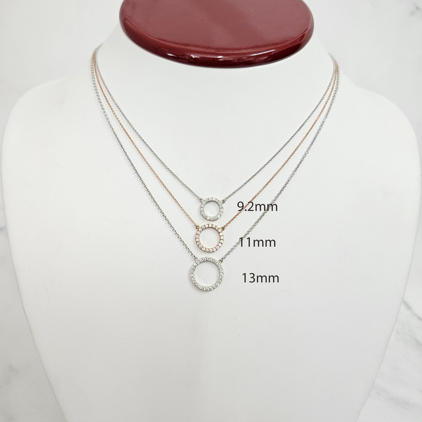 11mm Open Circle Natural Diamond Necklace/Circle Pendant/14k Gold Diamond Necklace/Simple Dainty Diamond Necklace/Anniversary Gift