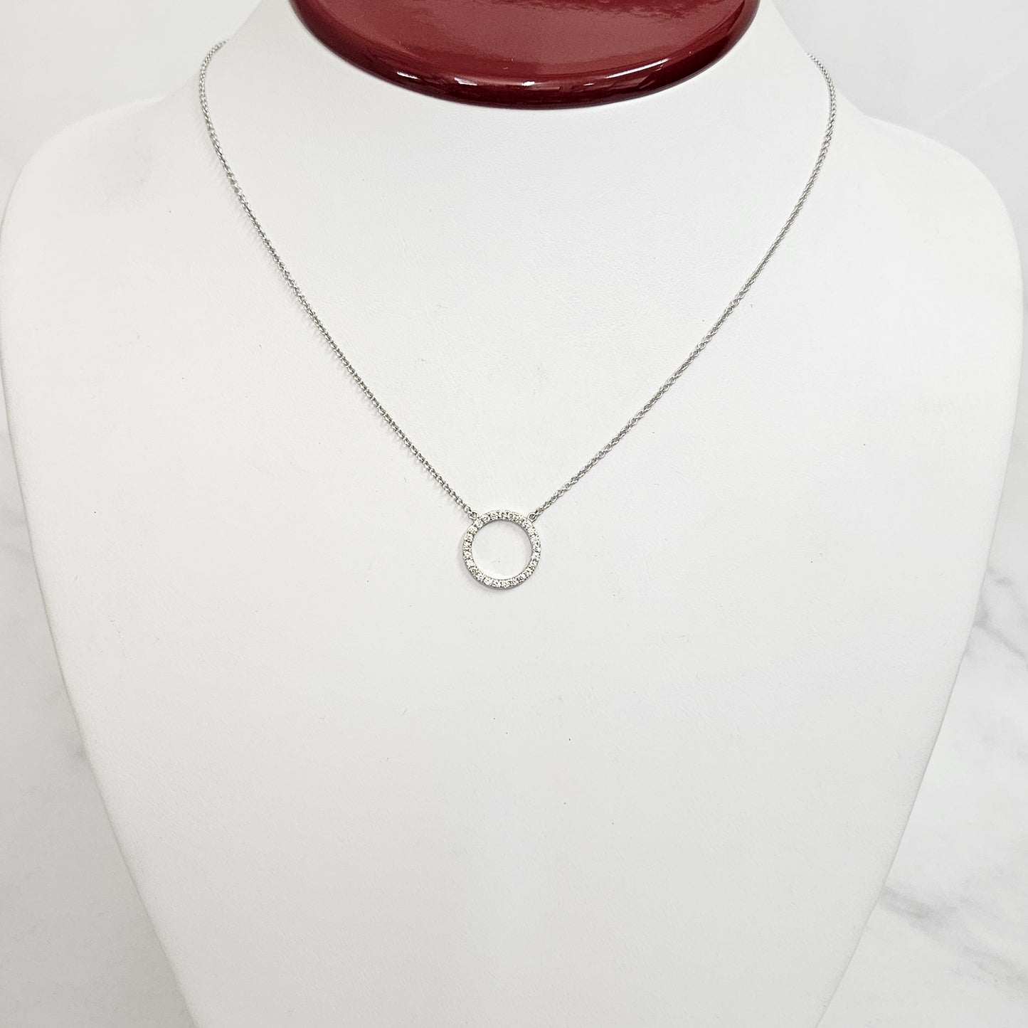 13mm Open Circle Diamond Necklace/Circle Pendant/14k Gold Natural Diamond Necklace/Simple Dainty Diamond Necklace/Anniversary Gift