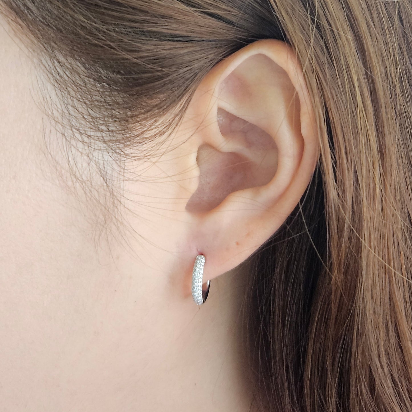 Handmade 3Row Lab Diamond Hoop Earrings/3Row Diamond Width 2.6mm hoop Earrings/Diamond hoop earring/Anniversary gift