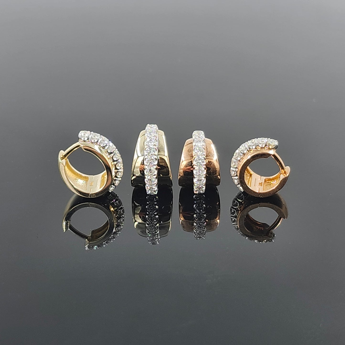 14K gold Natural Diamond Large Earrings/Two Tone gold Diamond Hoop Earrings/Diamond Hoops/Anniversary gift