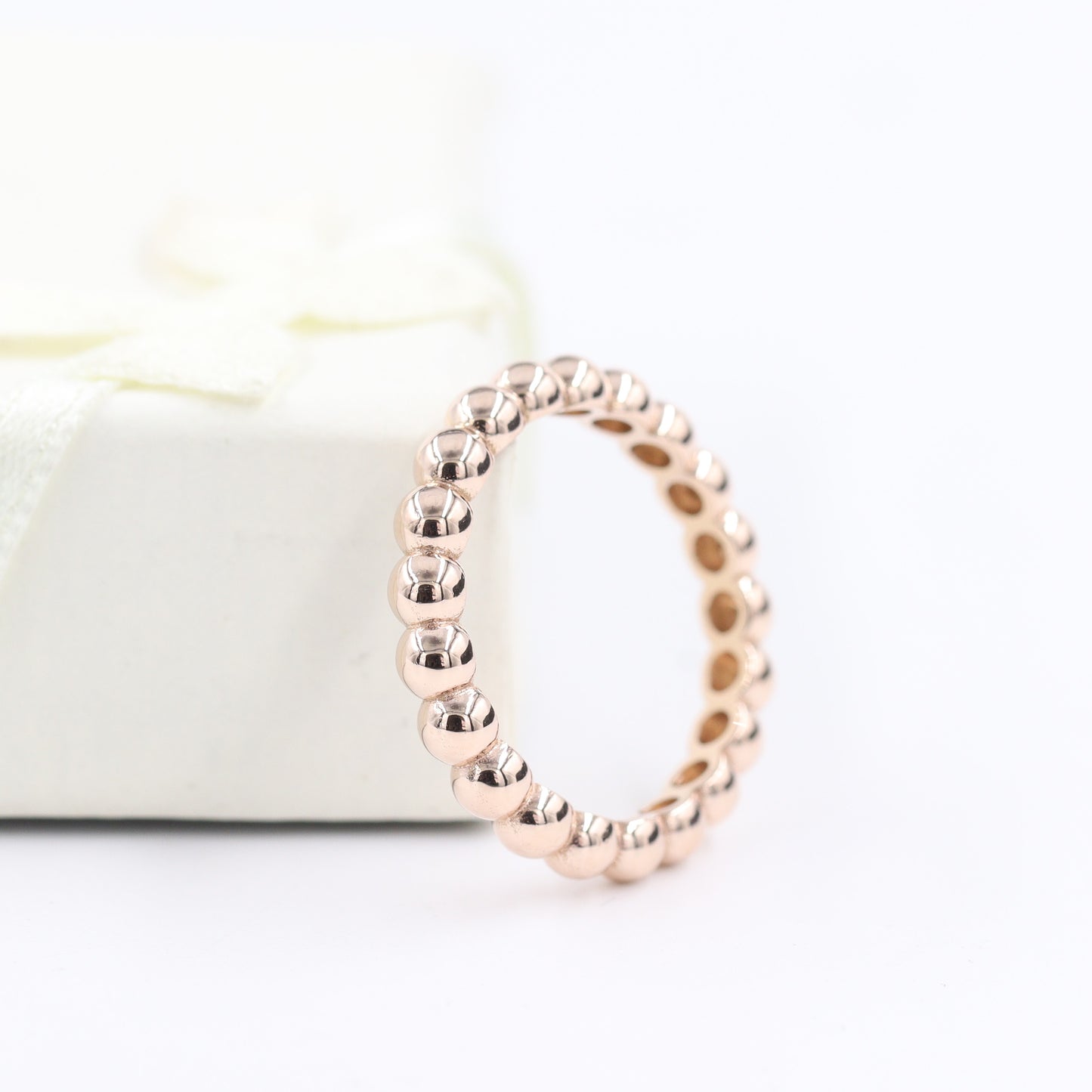 14K Gold 3.2mm Bead Ring/ Perfect Matching Band for Engagement Ring/ Wedding Band/ Stacking Ring/ Gift Ring/ Gold Bead Ring/Ball Ring