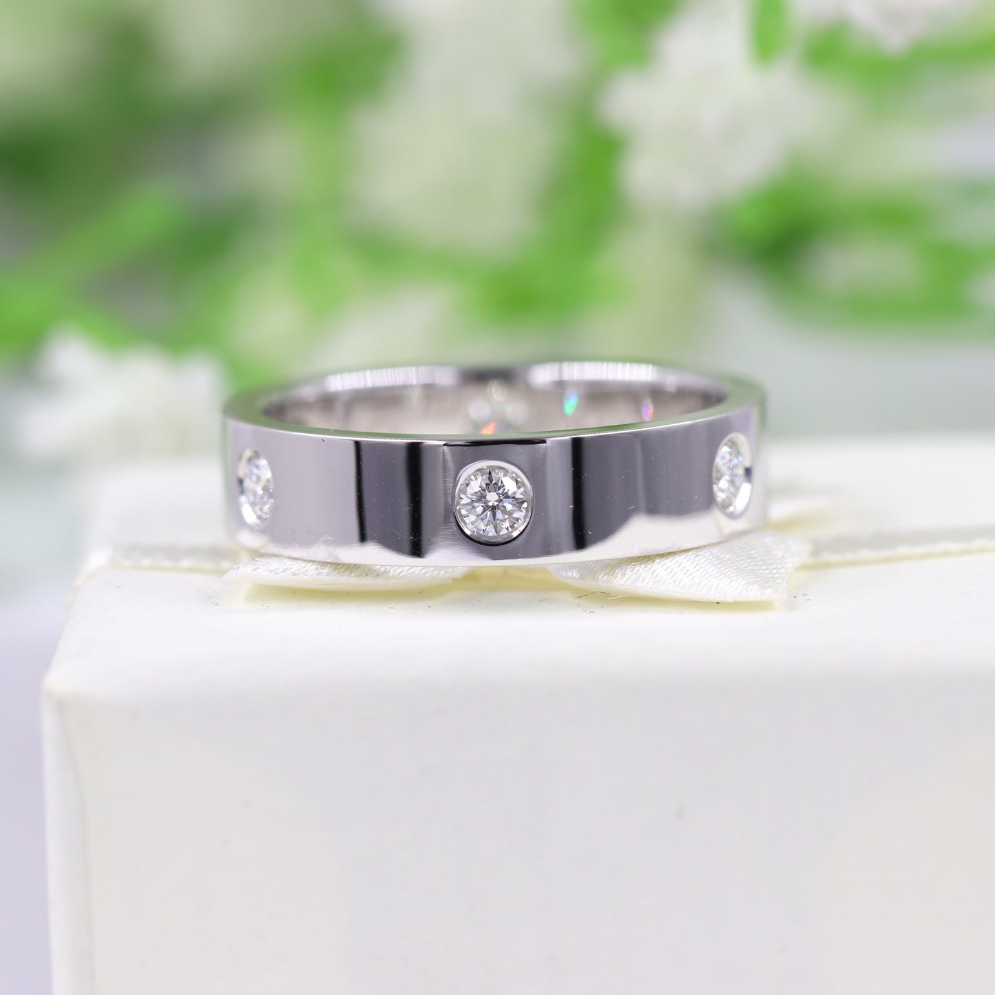 14K Gold Flat Natural Diamond 5mm Wedding Band: Unisex Anniversary Ring