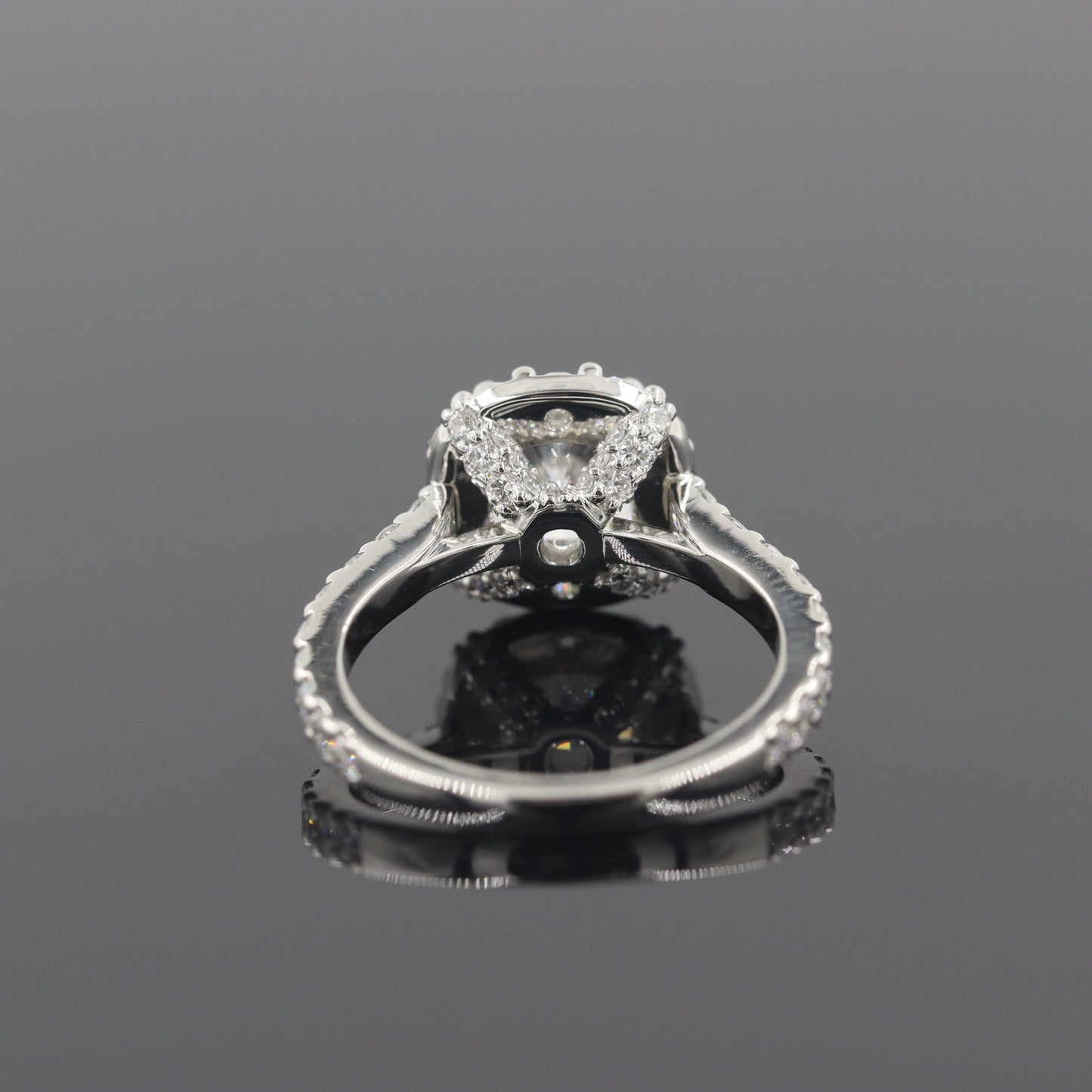 1.5ct Lab Diamond Halo Engagement Ring: 14K Gold Cushion Cut Diamond Ring- Anniversary gift