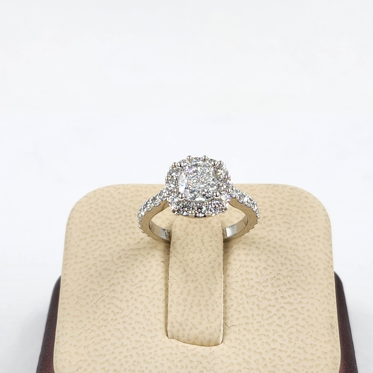 1.5ct Lab Diamond Halo Engagement Ring: 14K Gold Cushion Cut Diamond Ring- Anniversary gift