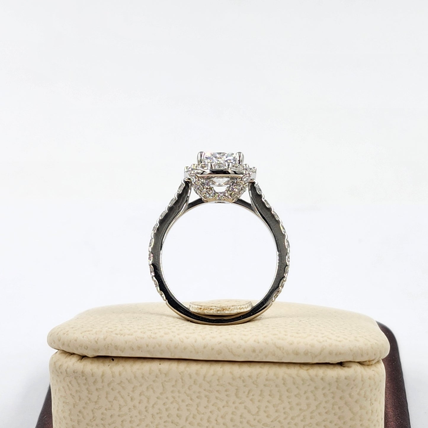 1.5ct Lab Diamond Halo Engagement Ring: 14K Gold Cushion Cut Diamond Ring- Anniversary gift