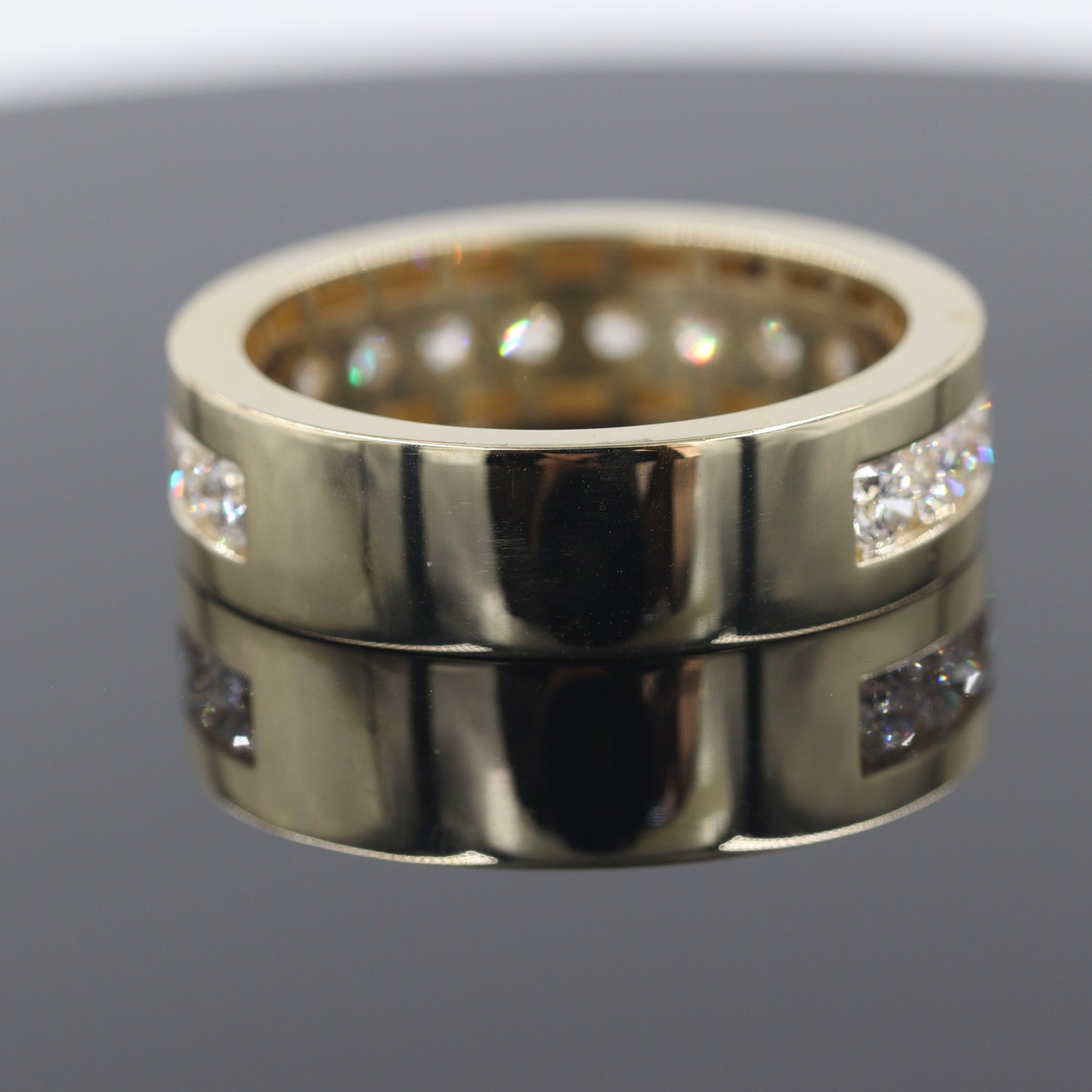 Lab Grown Diamond Eternity Band:14K Gold Men's Round Diamond Channel set Wedding Ring - Anniversary Ring