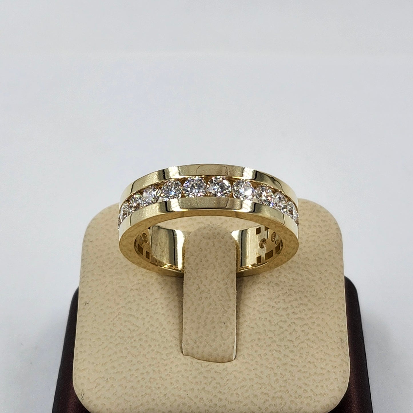 Lab Grown Diamond Eternity Band:14K Gold Men's Round Diamond Channel set Wedding Ring - Anniversary Ring