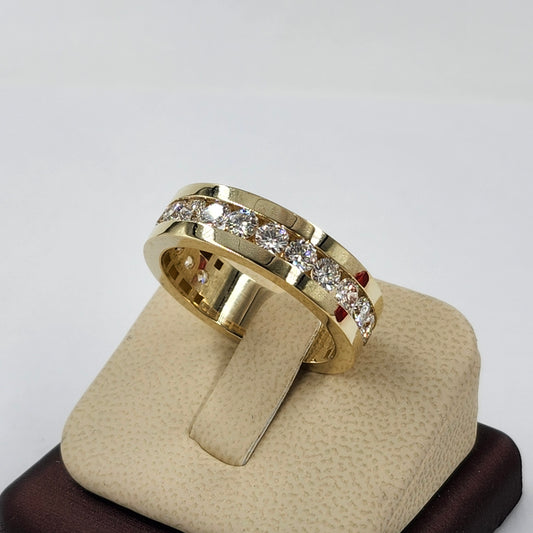 Lab Grown Diamond Eternity Band:14K Gold Men's Round Diamond Channel set Wedding Ring - Anniversary Ring