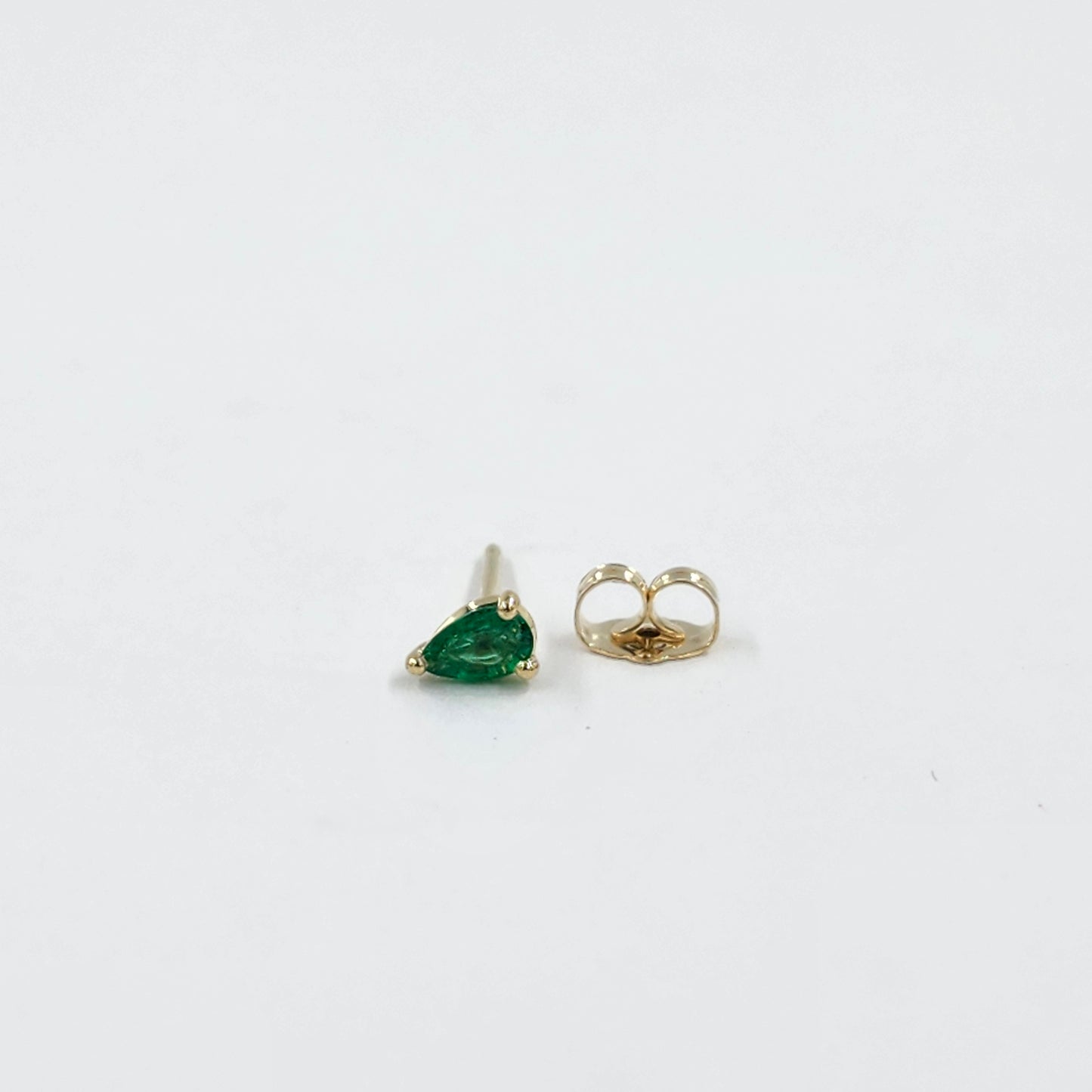14K Gold Pear Emerald Jacket Earrings: Natural Pear Emerald Prong Stud - Anniversary gifts