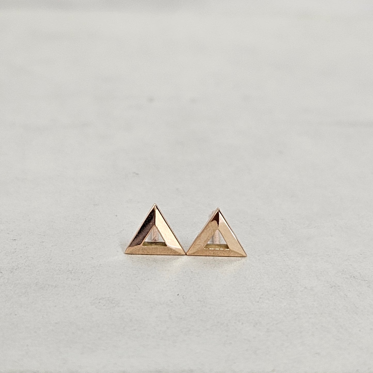 14K Gold Triangle Stud Shape Earrings/ 14k gold Earrings/ Pair Earring/ Gifts for her