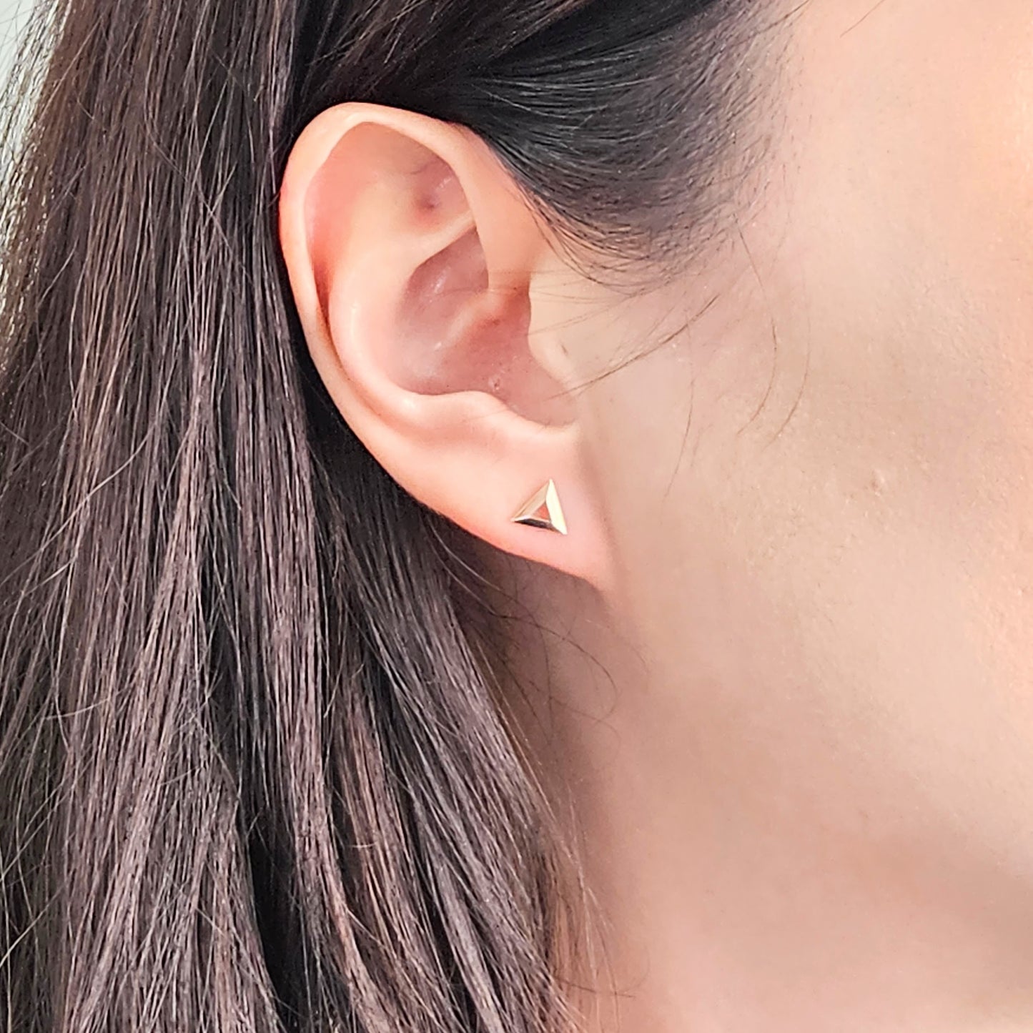 14K Gold Triangle Stud Shape Earrings/ 14k gold Earrings/ Pair Earring/ Gifts for her