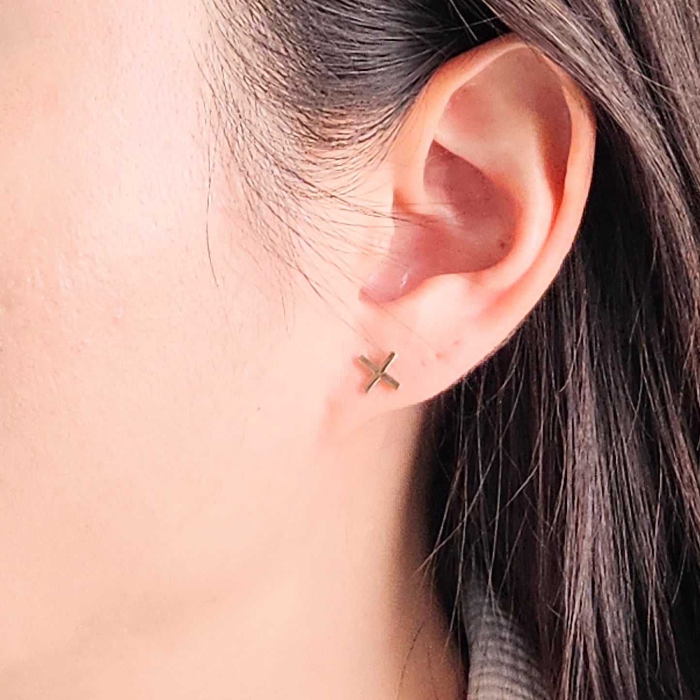 14K Gold X Stud Shape Earrings/ 14k gold Pair Earrings / Gifts for her