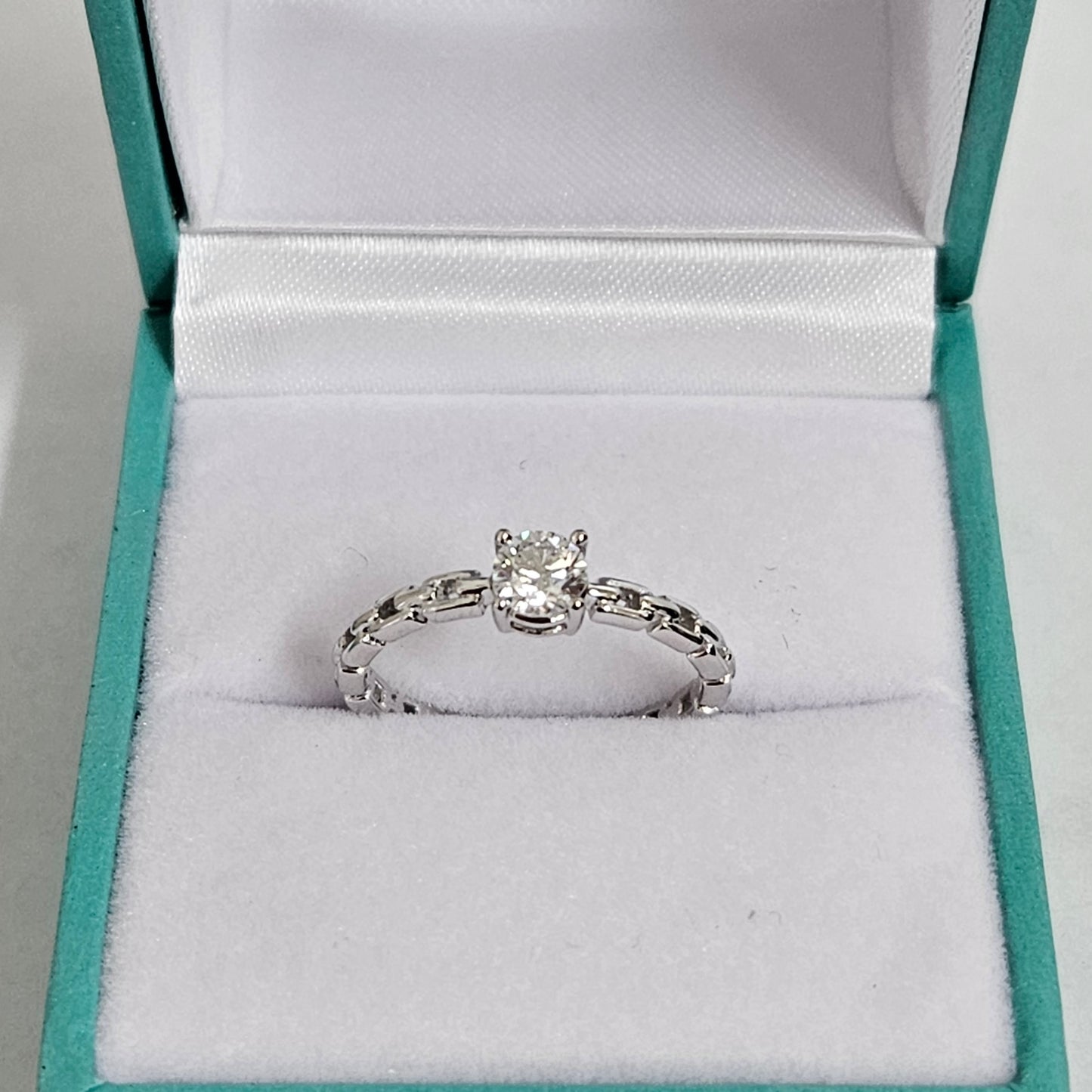 Solitaire Diamond Engagement Ring/14K Solid Gold 0.3ct Natural Diamond Chain Shape Ring/Unique Engagement Ring/Promise ring/Anniversary ring
