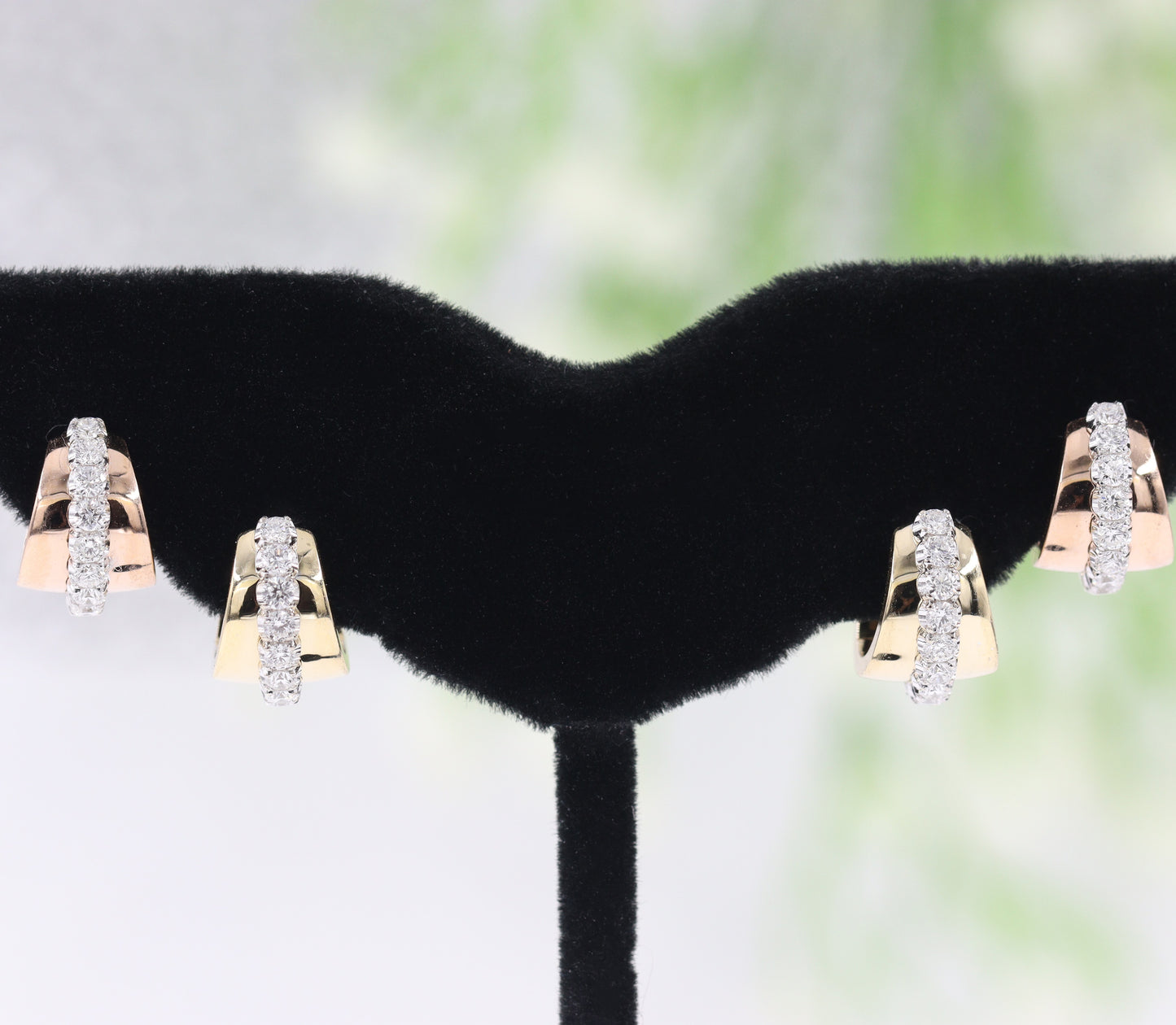 14K Diameter 12mm Diamond Earrings/Two Tone gold Natural Diamond Hoop Earrings/Diamond Hoops/Anniversary gift/Diamond Earrings/Gift for her